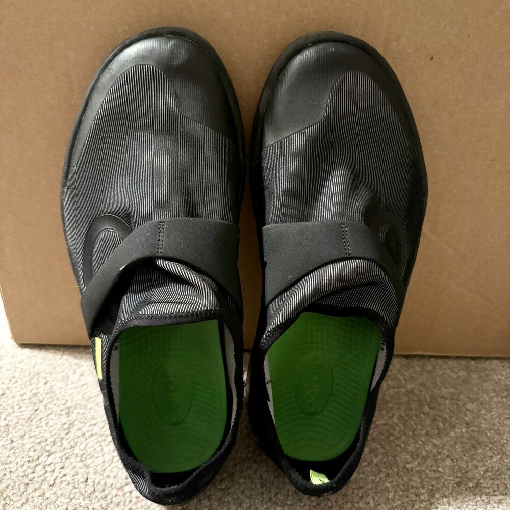 Oofos Oomg Low Loafers Shoes Mens Size 10 Black Gray Casual Slip On‎ Pain Relief